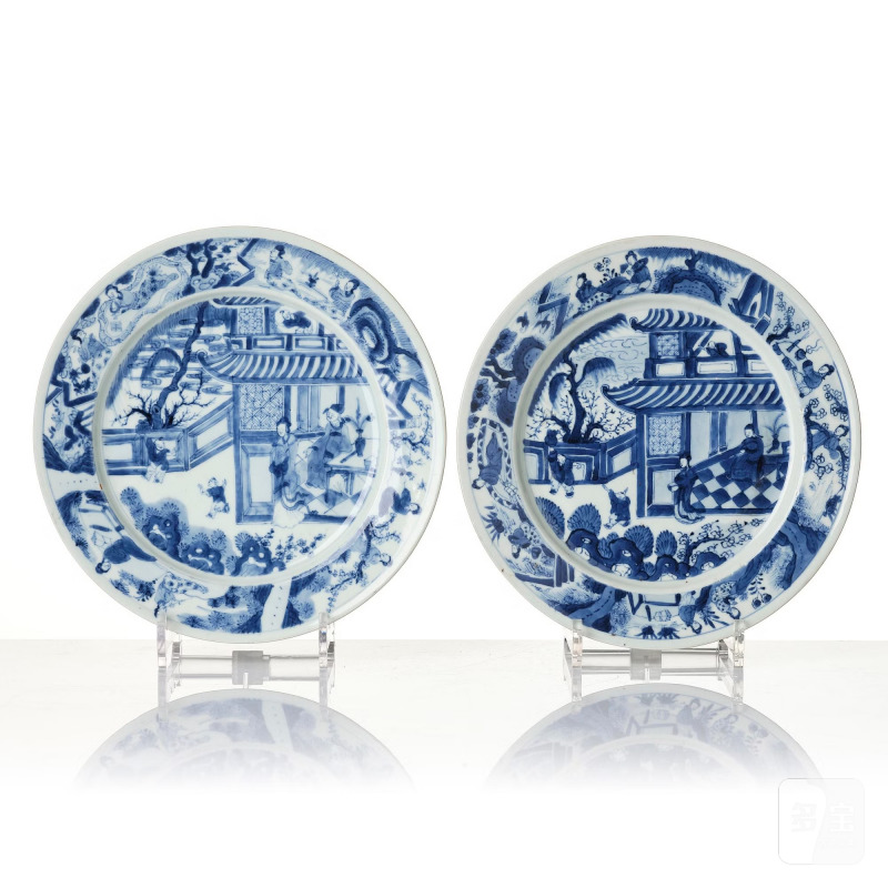 A set of six blue and white dishes, - 图6